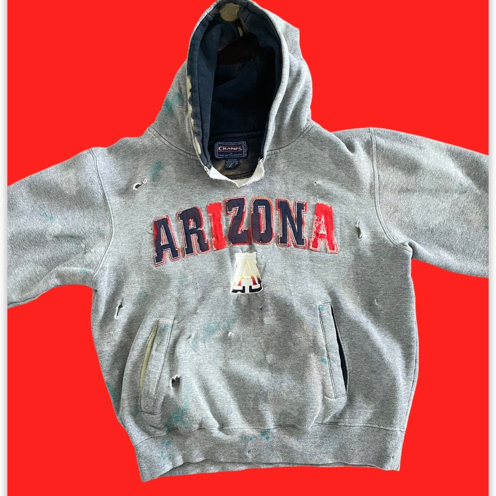 distressed university of arizona hooded sweatshirt